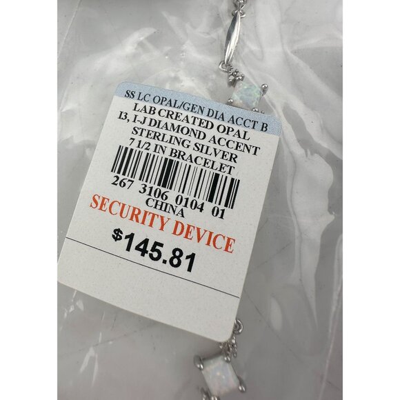 Princess Cut Lab Created Opal Bracelet with Diamond Accent - Picture 10 of 12